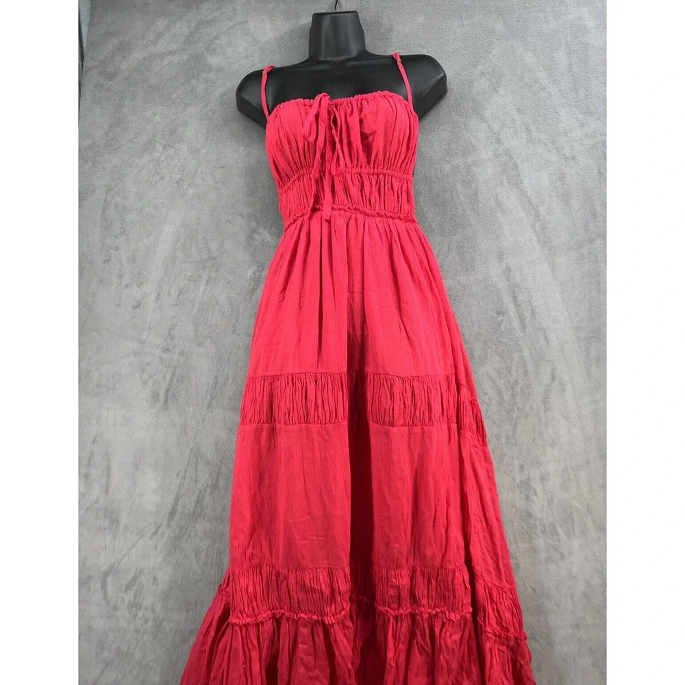 Free People Coral Pink Tiered Maxi Dress